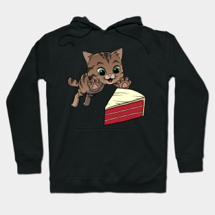 American Bobtail Cat excited to eat Red Velvet Cake Hoodie